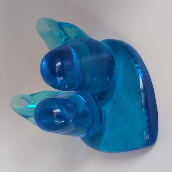Large Leo Ward 1991 Signed Double Bluebird Blue Birds Happiness Glass Figurine - Picture 16 of 16